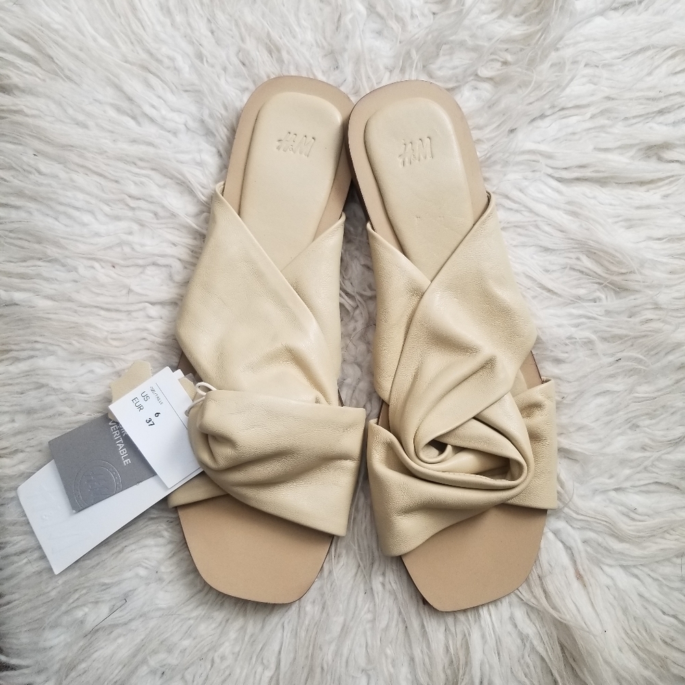 ๐ LEATHER SLIDE SANDALS - Picture 1 of 6